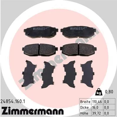 Diskinių stabdžių trinkelių rinkinys ZIMMERMANN 24854.160.1