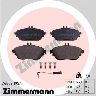 Diskinių stabdžių trinkelių rinkinys ZIMMERMANN 24869.195.1