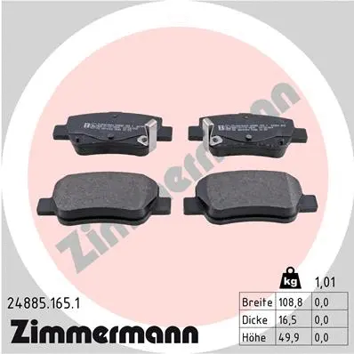 Diskinių stabdžių trinkelių rinkinys ZIMMERMANN 24885.165.1
