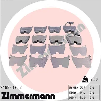 Diskinių stabdžių trinkelių rinkinys ZIMMERMANN 24888.170.2