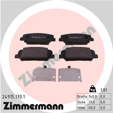 Diskinių stabdžių trinkelių rinkinys ZIMMERMANN 24915.170.1