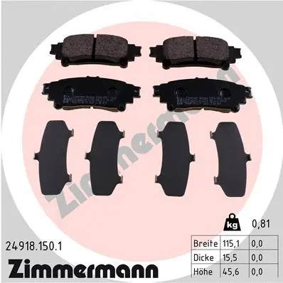 Diskinių stabdžių trinkelių rinkinys ZIMMERMANN 24918.150.1
