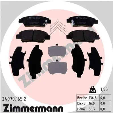 Diskinių stabdžių trinkelių rinkinys ZIMMERMANN 24979.165.2