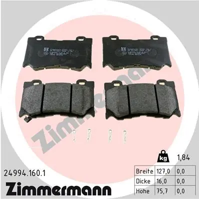Diskinių stabdžių trinkelių rinkinys ZIMMERMANN 24994.160.1