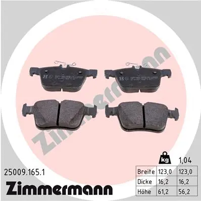 Diskinių stabdžių trinkelių rinkinys ZIMMERMANN 25009.165.1