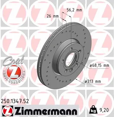 Stabdžių diskas ZIMMERMANN 250.1347.52