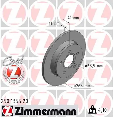 Stabdžių diskas ZIMMERMANN 250.1355.20