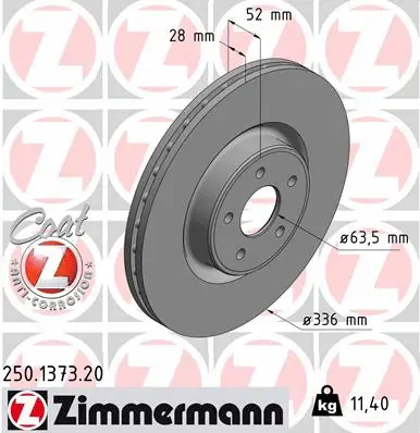 Stabdžių diskas ZIMMERMANN 250.1373.20