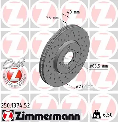 Stabdžių diskas ZIMMERMANN 250.1374.52