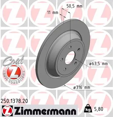 Stabdžių diskas ZIMMERMANN 250.1378.20