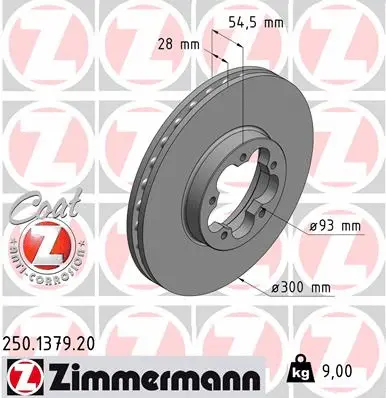 Stabdžių diskas ZIMMERMANN 250.1379.20