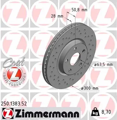 Stabdžių diskas ZIMMERMANN 250.1383.52