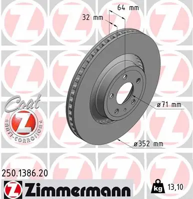 Stabdžių diskas ZIMMERMANN 250.1386.20