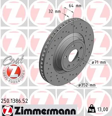 Stabdžių diskas ZIMMERMANN 250.1386.52