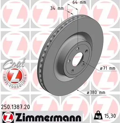 Stabdžių diskas ZIMMERMANN 250.1387.20