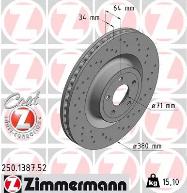 Stabdžių diskas ZIMMERMANN 250.1387.52