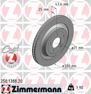 Stabdžių diskas ZIMMERMANN 250.1388.20