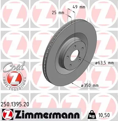 Stabdžių diskas ZIMMERMANN 250.1395.20