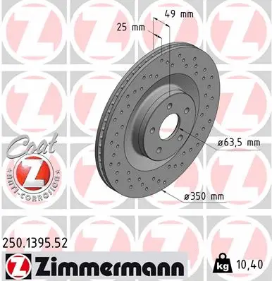 Stabdžių diskas ZIMMERMANN 250.1395.52