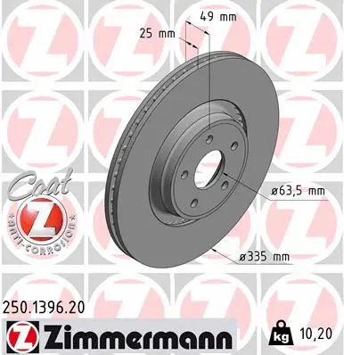 Stabdžių diskas ZIMMERMANN 250.1396.20