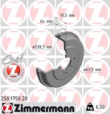 Stabdžių būgnas ZIMMERMANN 250.1750.20