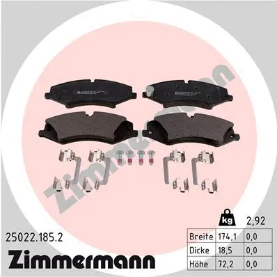 Diskinių stabdžių trinkelių rinkinys ZIMMERMANN 25022.185.2