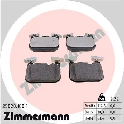 Diskinių stabdžių trinkelių rinkinys ZIMMERMANN 25028.180.1