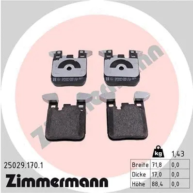 Diskinių stabdžių trinkelių rinkinys ZIMMERMANN 25029.170.1