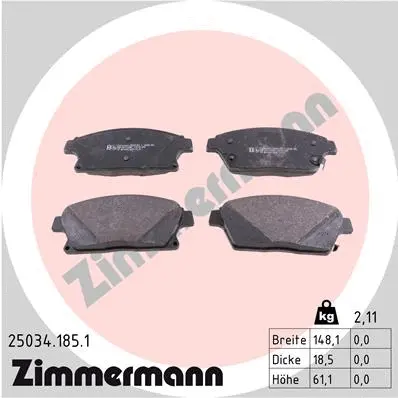 Diskinių stabdžių trinkelių rinkinys ZIMMERMANN 25034.185.1