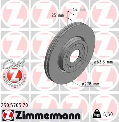 Stabdžių diskas ZIMMERMANN 250.5705.20