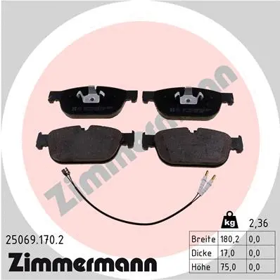 Diskinių stabdžių trinkelių rinkinys ZIMMERMANN 25069.170.2