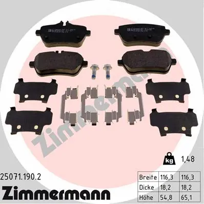 Diskinių stabdžių trinkelių rinkinys ZIMMERMANN 25071.190.2
