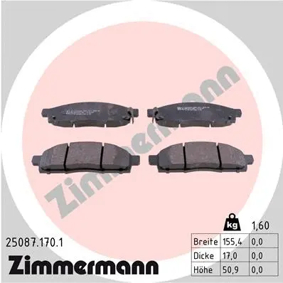 Diskinių stabdžių trinkelių rinkinys ZIMMERMANN 25087.170.1