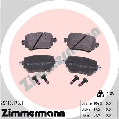 Diskinių stabdžių trinkelių rinkinys ZIMMERMANN 25110.175.1