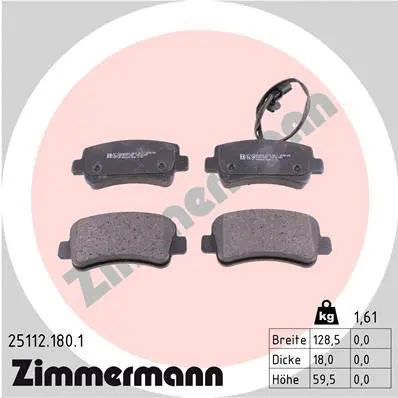 Diskinių stabdžių trinkelių rinkinys ZIMMERMANN 25112.180.1
