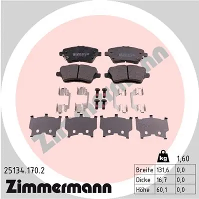 Diskinių stabdžių trinkelių rinkinys ZIMMERMANN 25134.170.2