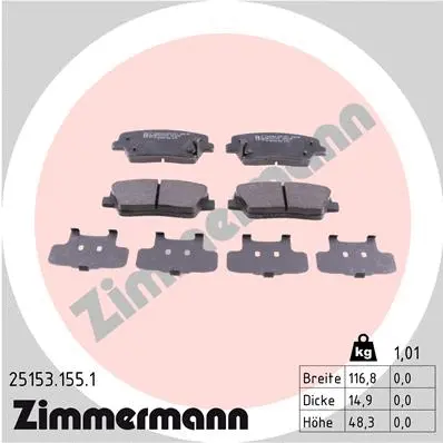 Diskinių stabdžių trinkelių rinkinys ZIMMERMANN 25153.155.1