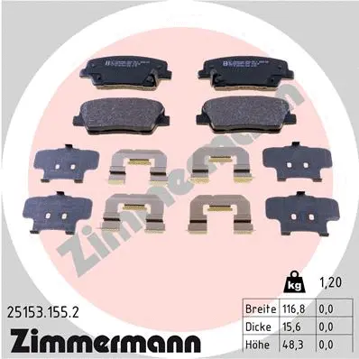 Diskinių stabdžių trinkelių rinkinys ZIMMERMANN 25153.155.2