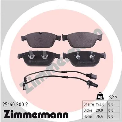 Diskinių stabdžių trinkelių rinkinys ZIMMERMANN 25160.200.2