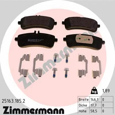 Diskinių stabdžių trinkelių rinkinys ZIMMERMANN 25163.185.2