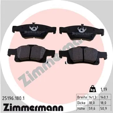 Diskinių stabdžių trinkelių rinkinys ZIMMERMANN 25196.180.1