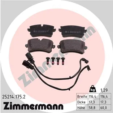 Diskinių stabdžių trinkelių rinkinys ZIMMERMANN 25214.175.2