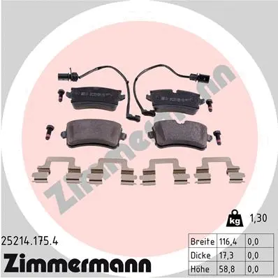 Diskinių stabdžių trinkelių rinkinys ZIMMERMANN 25214.175.4