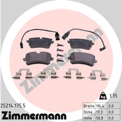 Diskinių stabdžių trinkelių rinkinys ZIMMERMANN 25214.175.5