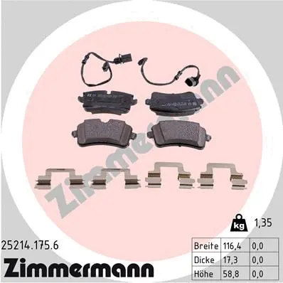 Diskinių stabdžių trinkelių rinkinys ZIMMERMANN 25214.175.6