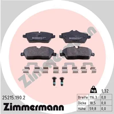 Diskinių stabdžių trinkelių rinkinys ZIMMERMANN 25215.190.2