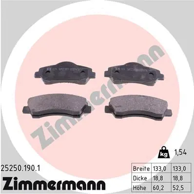 Diskinių stabdžių trinkelių rinkinys ZIMMERMANN 25250.190.1