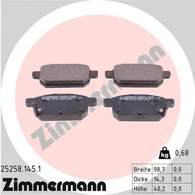 Diskinių stabdžių trinkelių rinkinys ZIMMERMANN 25258.145.1