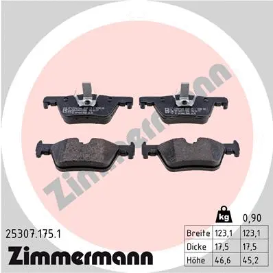 Diskinių stabdžių trinkelių rinkinys ZIMMERMANN 25307.175.1