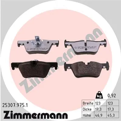Diskinių stabdžių trinkelių rinkinys ZIMMERMANN 25307.975.1
